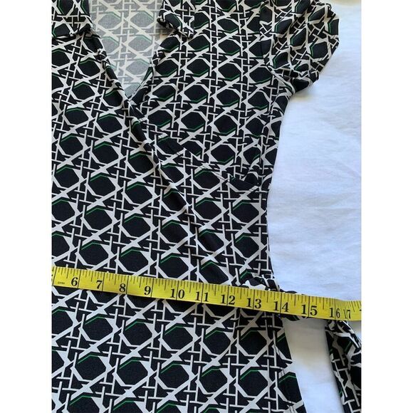 Snap Women's M Geometric Print Faux-Wrap Long Dress Multicolor - Picture 11 of 15